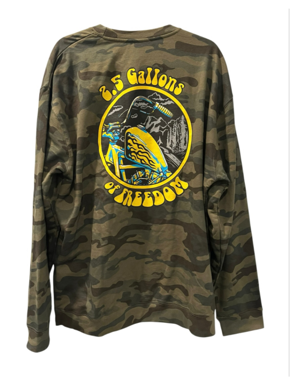 Independent Camo Crewneck Sweatshirt 2XL Chopper Motorcycle Flame Graphic NWT